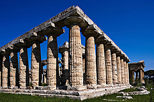 赫拉神庙,世界遗产,帕埃斯图姆,坎帕尼亚区,意大利,欧洲