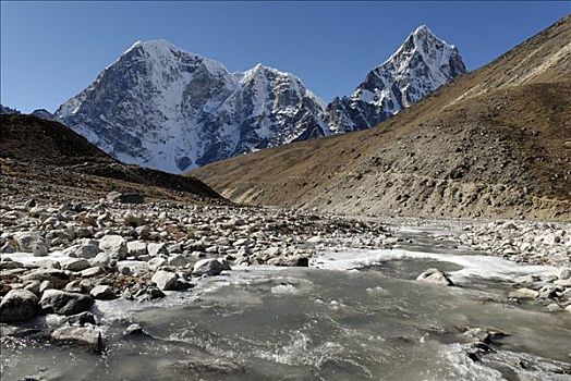 昆布,冰河,山谷,萨加玛塔国家公园,尼泊尔