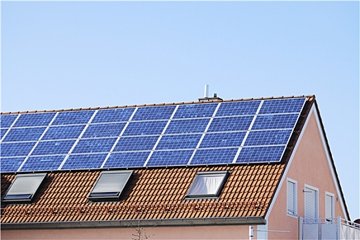 房子,屋顶,太阳能电池板
