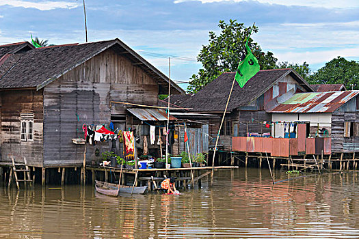 房子,河,加里曼丹,印度尼西亚,大幅,尺寸