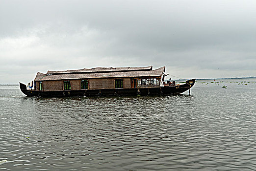 船屋,泻湖,喀拉拉,印度