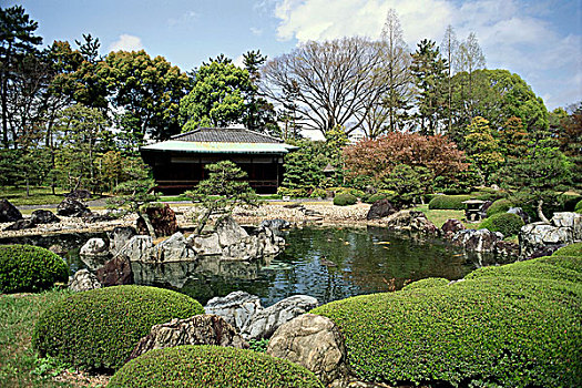 建筑,正规花园,花园,二条城,京都,日本