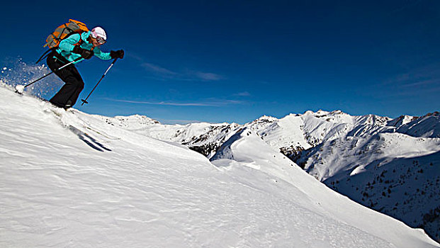 滑雪者,雪,男式礼服,阿尔卑斯山,提洛尔,奥地利,欧洲