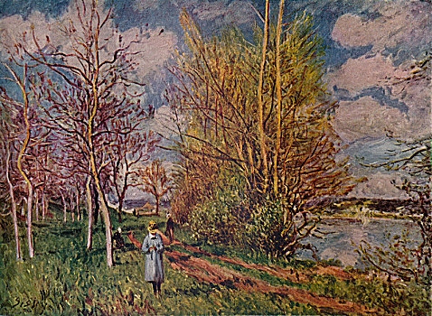河,迟,19世纪,艺术家,阿尔佛雷德
