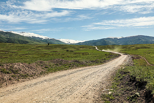 新疆阿勒泰汽车道路风光