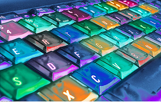 特写,电脑键盘,彩色,按键