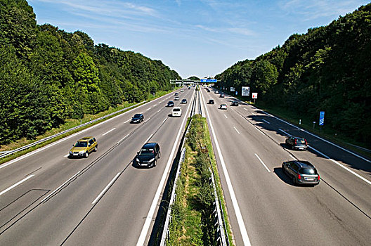 风景,高速公路,桥,上方,靠近,平静,交通,慕尼黑,巴伐利亚,德国,欧洲