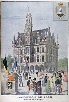 比利时,亭子,展示,19世纪,巴黎,艺术家,未知