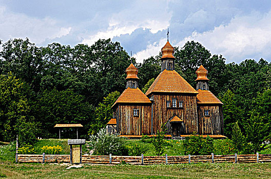古老,木质,教堂,房子,乌克兰,东欧,乡村,景色