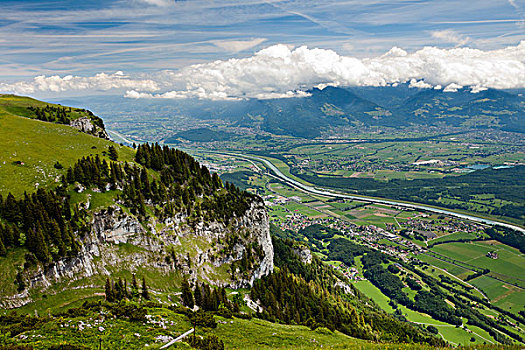 山,莱茵河,山谷,阿尔卑斯山,奥地利,瑞士,欧洲