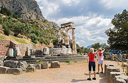特尔斐城,希腊,著名,希腊人,雅典娜神庙,旅游,照相,神谕,石头