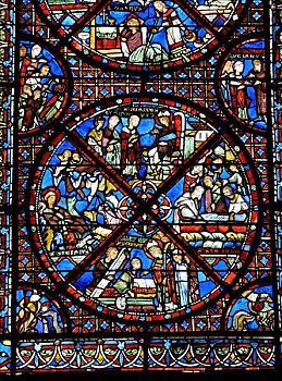 博格斯,圣埃蒂安,大教堂,彩色玻璃窗,古物