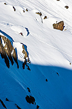 滑雪板,陡峭,山,悬崖