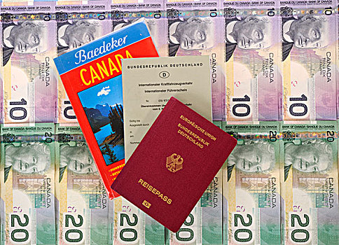 国际,驾照,护照,联邦德国,引导,书本,加拿大,多样,加元,货币
