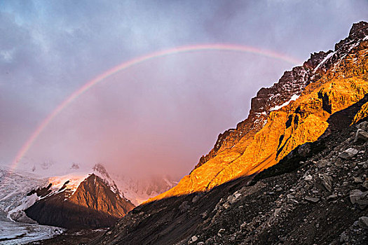彩虹,生动,天空,上方,冰河,洛斯格拉希亚雷斯国家公园,巴塔哥尼亚,阿根廷