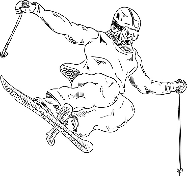 滑雪大跳台 简笔画图片