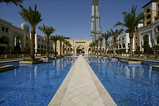 游泳池,宫殿,酒店,迪拜塔,背影,迪拜,阿联酋,中东