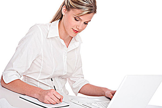 女人,工作,笔记本电脑,文字,笔记