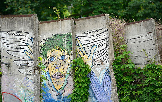 涂鸦,墙壁,残留,常春藤,柏林墙,纪念,路,柏林,德国,欧洲