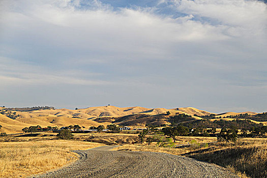 碎石路,风景,遥远,城镇,加利福尼亚,美国