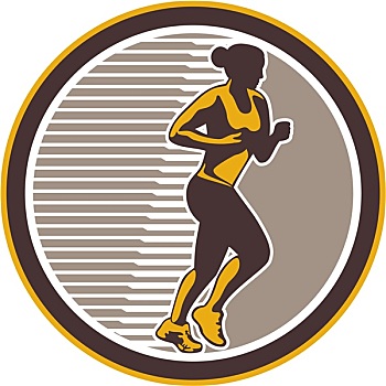 女性,马拉松,跑步,侧面视角,复古