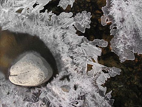 冰冻,石头,冰晶