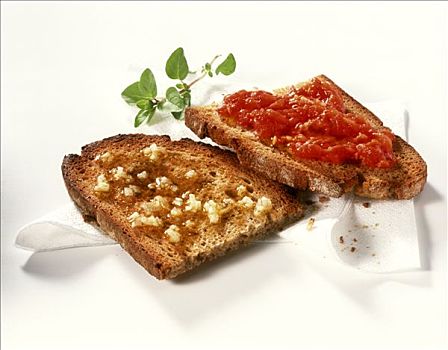 烤面包,蒜,西红柿,意大利