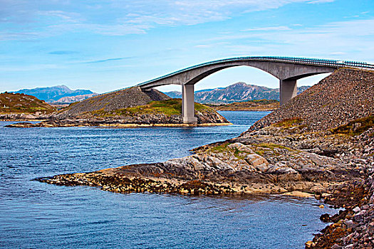 现代,桥,上方,岛屿,挪威