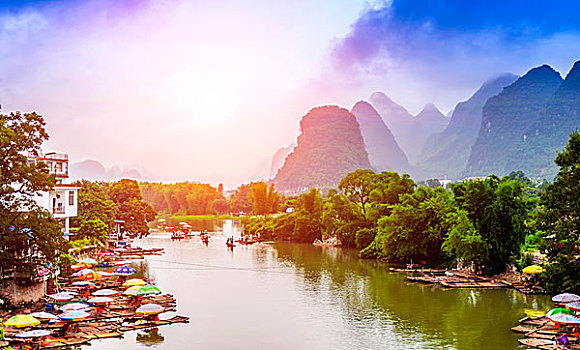 桂林,陽(yáng)朔,漂亮,風(fēng)景,山,河