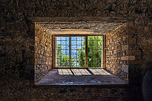 窗户,要塞,北方,入口,海湾地区,克里特岛,希腊,欧洲