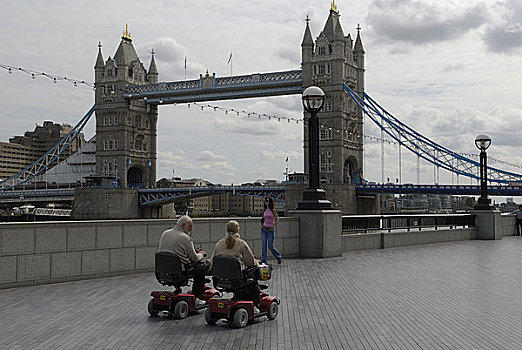 英格兰,伦敦,塔桥,老人,游客,电,交通工具,旅行,堤,北方,泰晤士河