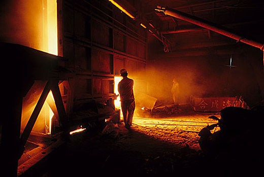 男人,户外,炉子,铁,中国,五月,2000年