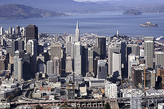 美国,加利福尼亚,旧金山,市区,阿尔卡特拉斯岛,背景