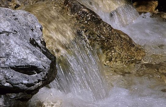 小,瀑布,溪流,多洛迈特山,意大利