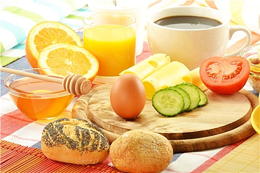 早餐,蛋,奶酪,咖啡,橙汁