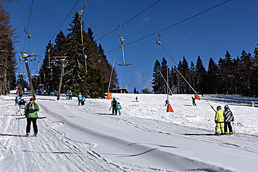滑雪,缆车,萨尔茨卡莫古特,上奥地利州,奥地利,欧洲