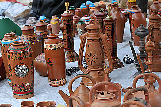 购物,超负荷,拿,靠近,德里,民族舞,工艺品,很多,有趣,北印度,印度,二月,2008年