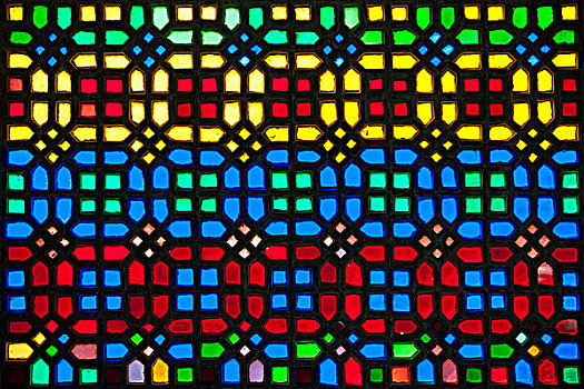 彩色玻璃窗,城市,宫殿,乌代浦尔,拉贾斯坦邦,印度,亚洲