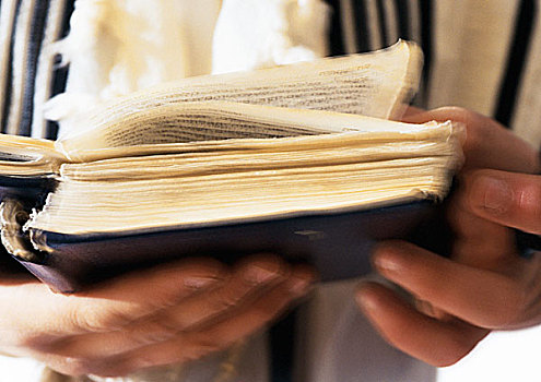 犹太,男人,手,拿着,希伯来圣经,特写