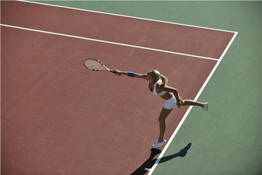 美女,玩,网球,户外
