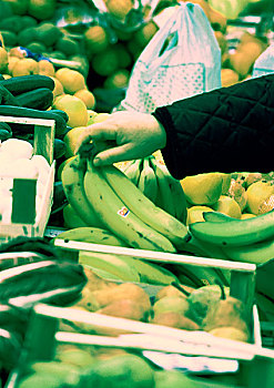 手,选择,香蕉,农产品,特写
