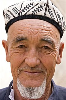 亚洲,中国,肖像,老人,种族,维吾尔族,丝绸之路