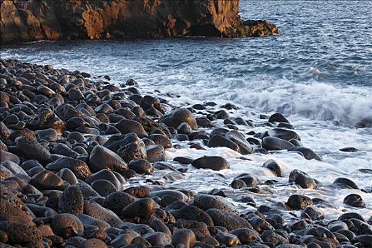 圆,石头,海滩,帕尔玛,加纳利群岛,西班牙