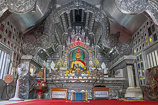 佛像,寺院,银,庙宇,清迈,泰国