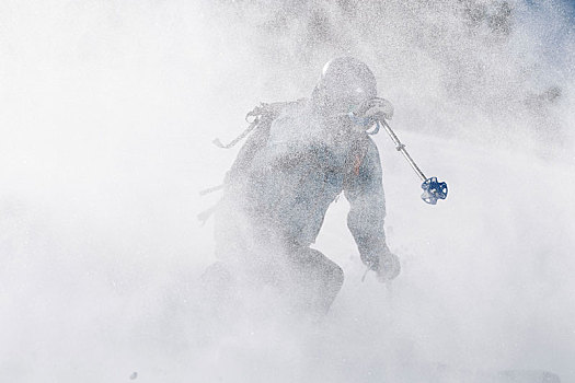 男性,滑雪,遮盖,粉状雪,山,隆河阿尔卑斯山省,法国