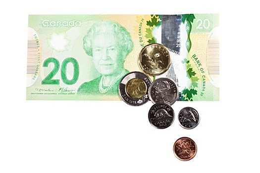 渥太华,加拿大,加币,隔绝,白色背景