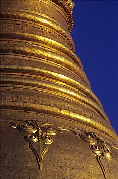 缅甸,仰光,瑞光大金塔,特写,金庙,印度,蓝天