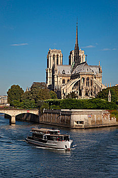 大教堂,堤岸,塞纳河,巴黎,法国