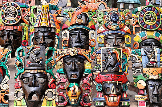 面具,纪念品,入口,玛雅,遗址,奇琴伊察,尤卡坦半岛,墨西哥,中美洲