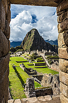 看穿,石头,结构,开着,俯视,马丘比丘,秘鲁
